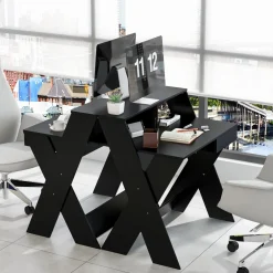 Tangkula Computer Desk with Storage Drawer, Small Writing Desk with Monitor Stand Riser