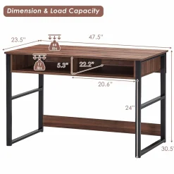 Tangkula Computer Desk with Storage Compartments, Study Writing Desk with Storage