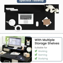 Tangkula Computer Desk with Storage Bookshelf & Hutch