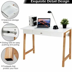 Tangkula Computer Desk with Storage Drawers