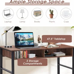 Tangkula Computer Desk with Storage Compartments, Study Writing Desk with Storage