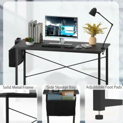 Tangkula Computer Desk with Storage Bag, Home Office Writing Study Desk