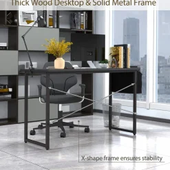 Tangkula Computer Desk with Storage Bag, Home Office Writing Study Desk