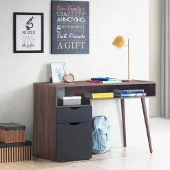 Tangkula Computer Desk with Drawers, Multipurpose Home Office Desk Writing Desk