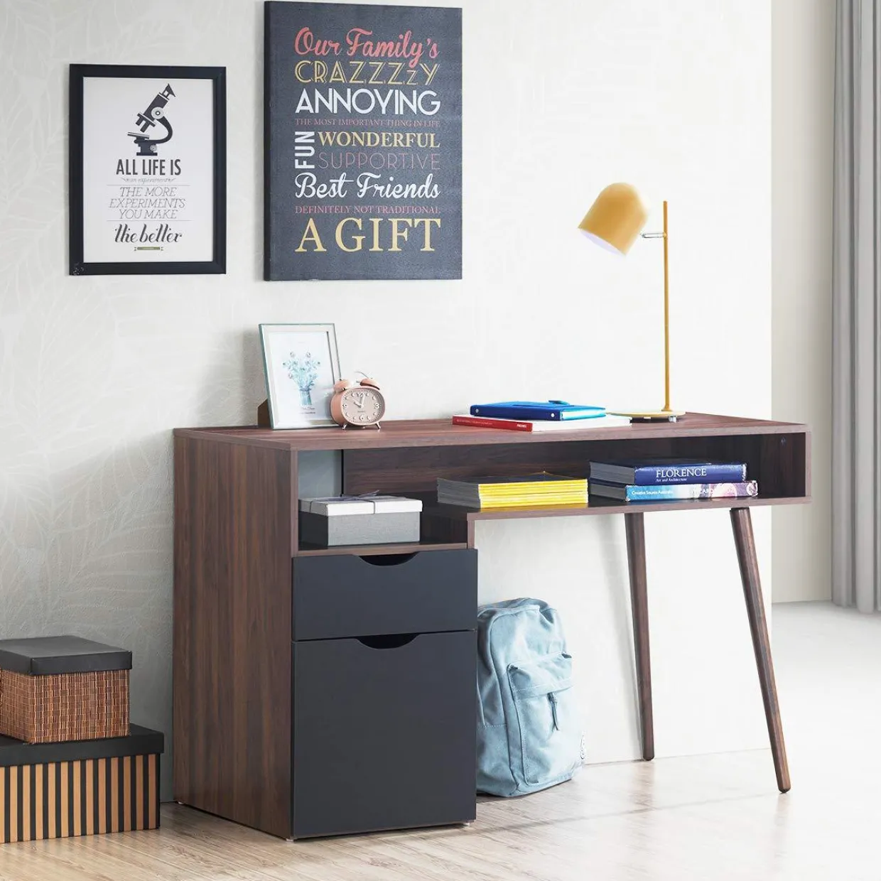 Tangkula Computer Desk with Drawers, Multipurpose Home Office Desk Writing Desk