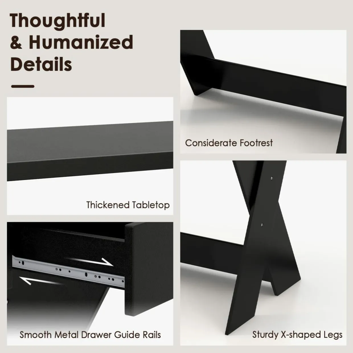Tangkula Computer Desk with Storage Drawer, Small Writing Desk with Monitor Stand Riser
