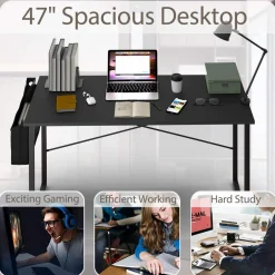 Tangkula Computer Desk with Storage Bag, Home Office Writing Study Desk