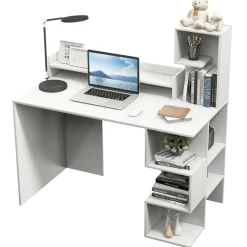 Tangkula Computer Desk with Storage Bookshelf & Hutch