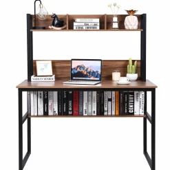 Tangkula Computer Desk with Hutch, Home Office Desk Study Writing Desk