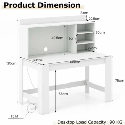 Tangkula Computer Desk with Hutch, Home Office Desk with Bookshelf