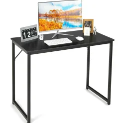 Tangkula Computer Laptop Desk, Heavy Duty Metal Frame Writing Desk