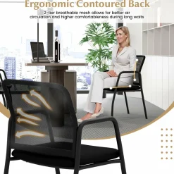 Tangkula Conference Chairs, Office Guest Chairs with Ergonomic Mesh Backrest