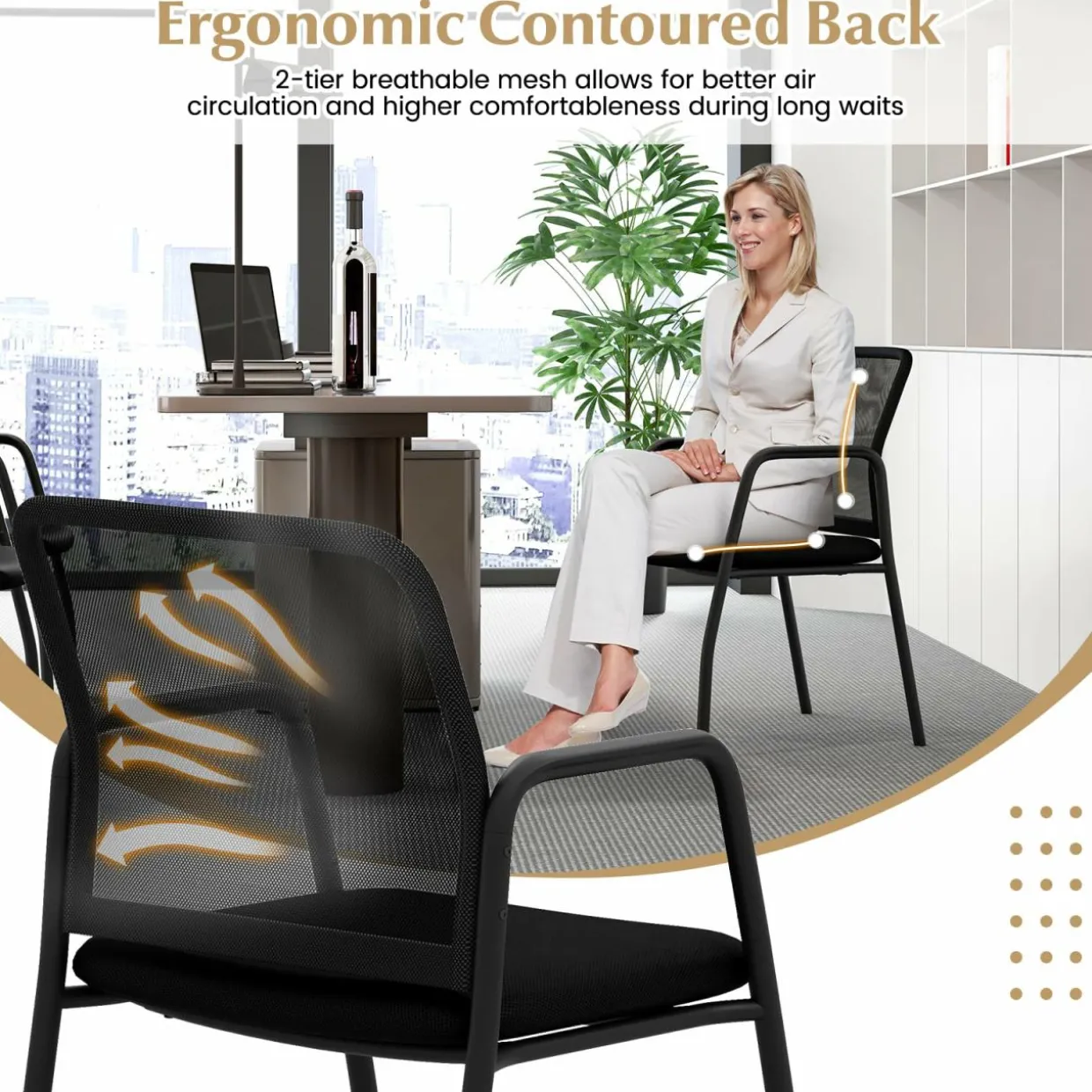 Tangkula Conference Chairs, Office Guest Chairs with Ergonomic Mesh Backrest