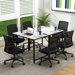 Tangkula Conference Table Set of 1/2/4/6, Modern Boardroom Desk with Storage Bag, Headphone Hook