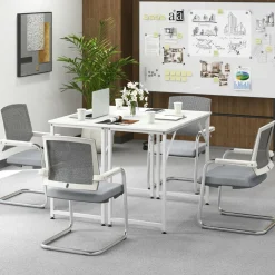 Tangkula Conference Tables, Rectangular Meeting Room Table with Adjustable Foot Pads, Seminar Table for School or College