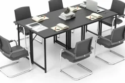 Tangkula Conference Tables, Rectangular Meeting Room Table with Adjustable Foot Pads, Seminar Table for School or College