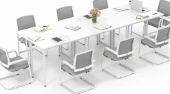 Tangkula Conference Tables, Rectangular Meeting Room Table with Adjustable Foot Pads, Seminar Table for School or College