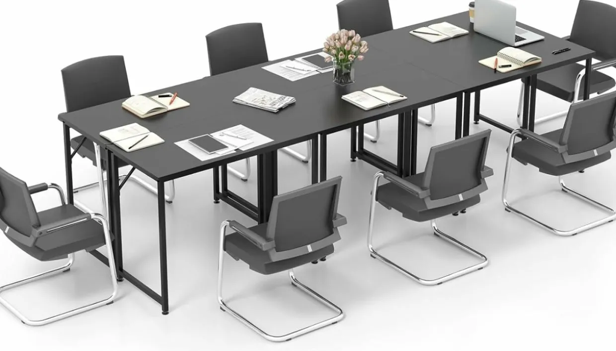 Tangkula Conference Tables, Rectangular Meeting Room Table with Adjustable Foot Pads, Seminar Table for School or College