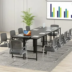 Tangkula Conference Tables, Rectangular Meeting Room Table with Adjustable Foot Pads, Seminar Table for School or College
