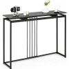 Tangkula 48"Console Table, Slim Sofa Table with Anti-Toppling Kit, Faux Marble Entryway Table