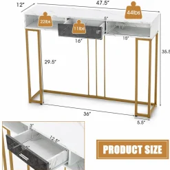 Tangkula Console Table with Drawer, 48
