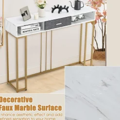 Tangkula Console Table with Drawer, 48
