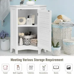 Tangkula Corner Bathroom Cabinet with Single Shutter Door