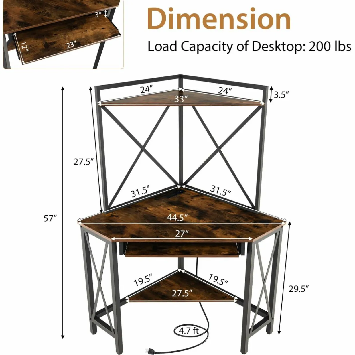 Tangkula Corner Desk with Hutch
