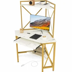 Tangkula Corner Desk with Hutch
