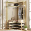 Tangkula Corner Hall Tree, 70 Inch Coat Rack with Bench and Shoe Storage