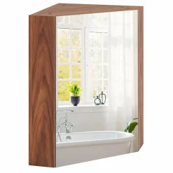 Tangkula Corner Medicine Cabinet with Mirror, 23.5" Wall Mounted Storage Cabinet Organizer with Left/Right Open Mirror Door & Adjustable Shelf