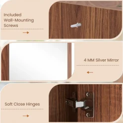 Tangkula Corner Medicine Cabinet with Mirror, 23.5