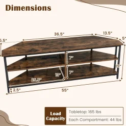 Tangkula Corner TV Stand for TVs up to 65”, TV Console Table w/AC Outlets, USB A Ports, USB C Port