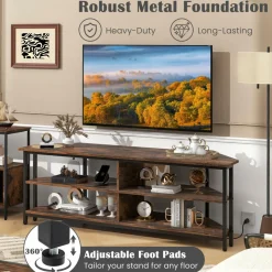 Tangkula Corner TV Stand for TVs up to 65”, TV Console Table w/AC Outlets, USB A Ports, USB C Port