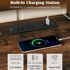 Tangkula Corner TV Stand for TVs up to 65”, TV Console Table w/AC Outlets, USB A Ports, USB C Port