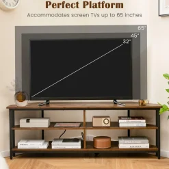 Tangkula Corner TV Stand for TVs up to 65”, TV Console Table w/AC Outlets, USB A Ports, USB C Port
