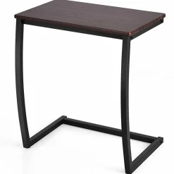 Tangkula Couch Table Sofa Side C Table, C-Shaped End Table with Steel Frame, Snack Table TV Tray Table
