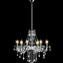 Tangkula Crystal Chandelier, 6 Light Ceiling Lighting Fixture (Transparent)