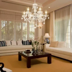 Tangkula Crystal Chandelier, 6 Light Ceiling Lighting Fixture (Transparent)