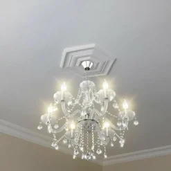 Tangkula Crystal Chandelier, 6 Light Ceiling Lighting Fixture (Transparent)
