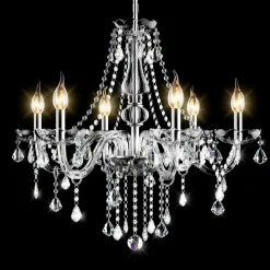Tangkula Crystal Chandelier, 6 Light Ceiling Lighting Fixture (Transparent)