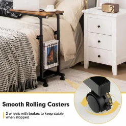 Tangkula C-Shape Sofa Side Table, Adjustable End Table