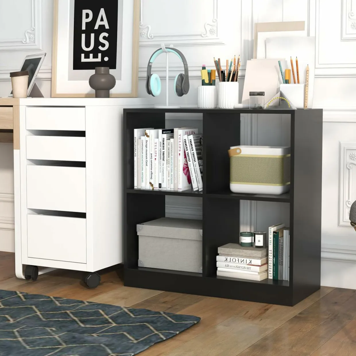 Tangkula 4-Cube Bookcase, Freestanding Open Bookshelf for Living Room Kids Room
