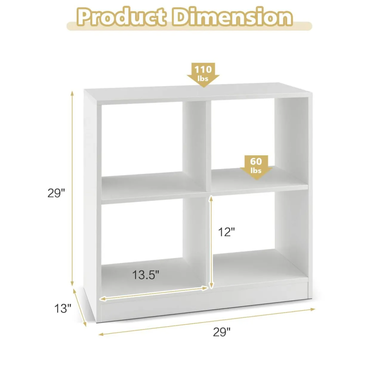 Tangkula 4-Cube Bookcase, Freestanding Open Bookshelf for Living Room Kids Room