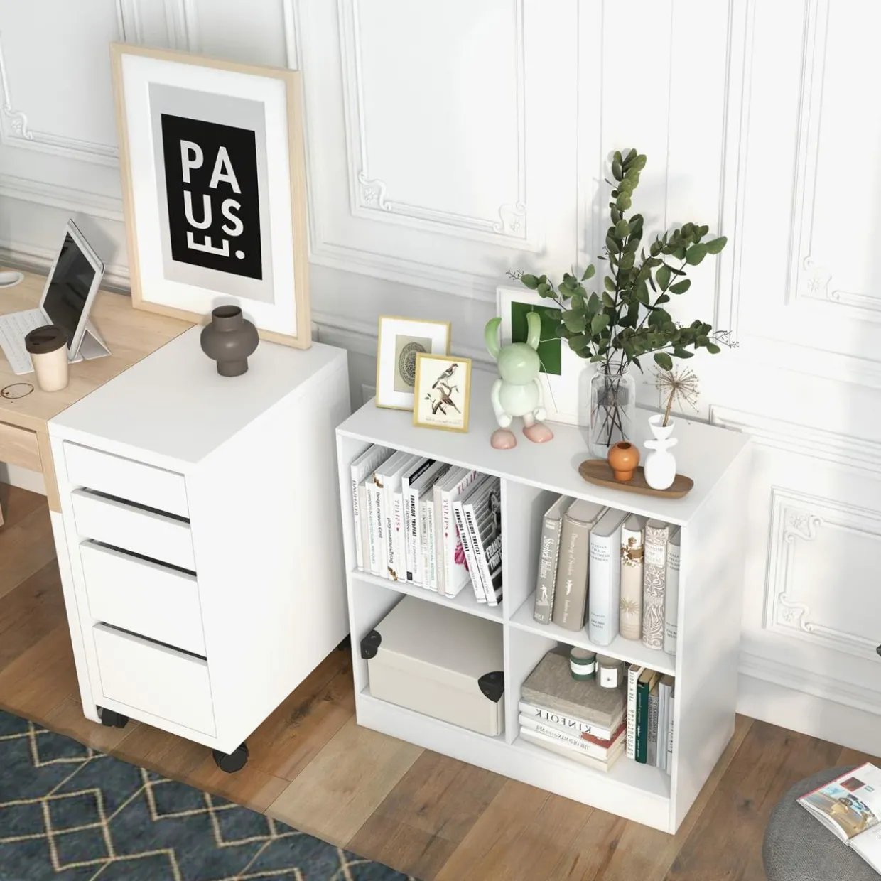Tangkula 4-Cube Bookcase, Freestanding Open Bookshelf for Living Room Kids Room