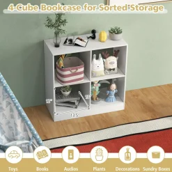 Tangkula 4-Cube Bookcase, Freestanding Open Bookshelf for Living Room Kids Room