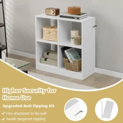 Tangkula 4-Cube Bookcase, Freestanding Open Bookshelf for Living Room Kids Room