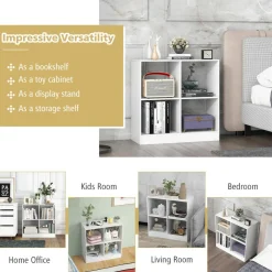 Tangkula 4-Cube Bookcase, Freestanding Open Bookshelf for Living Room Kids Room