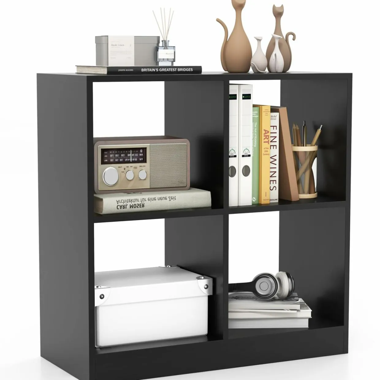 Tangkula 4-Cube Bookcase, Freestanding Open Bookshelf for Living Room Kids Room