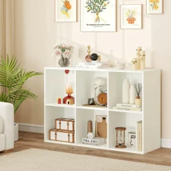 Tangkula 6-Cube Bookcase, Modern Freestanding 3-Tier Bookshelf